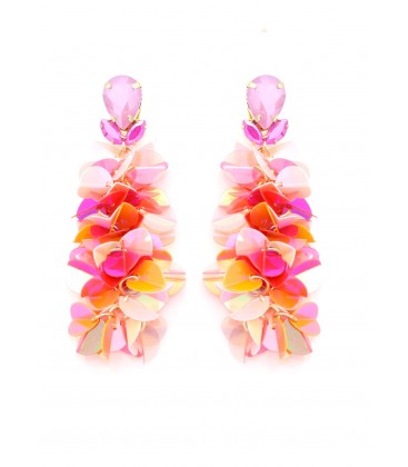 Oorclips lang met glanzende roze en oranje accenten
