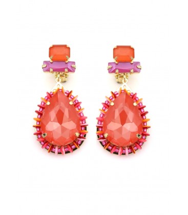 Oorclips oranje, rood met opvallende kleurencombinatie