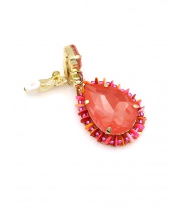 Oorclips oranje, rood met opvallende kleurencombinatie