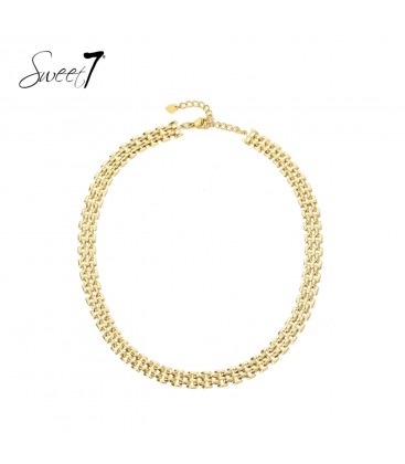 Goudkleurige korte halsketting met verfijnde schakels design