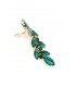 Prachtige groene lange oorclips met glas steentjes in goudkleurige setting
