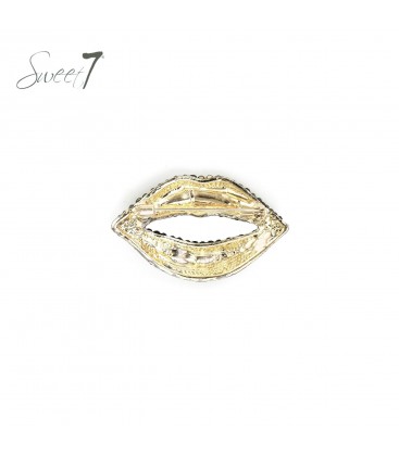 Broche lip vorm met rode fonkelende kristallen