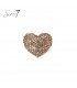 Broche hartvorm met bruine glas steentjes