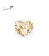 Broche hartvorm met bruine glas steentjes