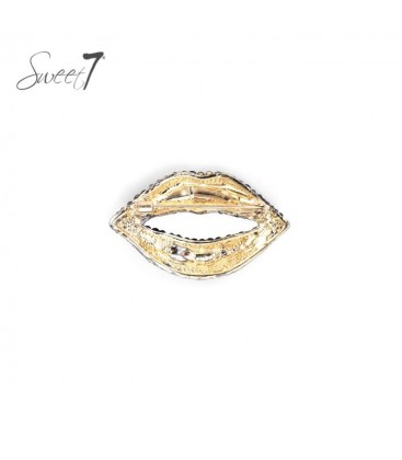 Broche in de vorm van glinsterende bruine lippen