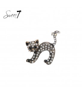 Broche in vorm van sierlijke zwarte kat