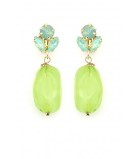 Oorclips met mintgroene kraal en turquoise accenten