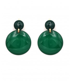 Oorclips groen met een transparante hanger