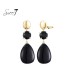 Oorclips met zwarte druppel hanger en goudkleurig oor stukje