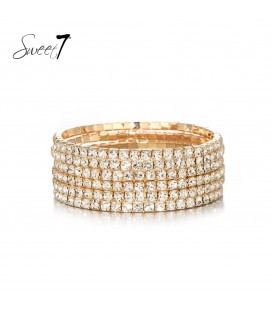 Goudkleurige armband met heldere sprankelende glas steentjes