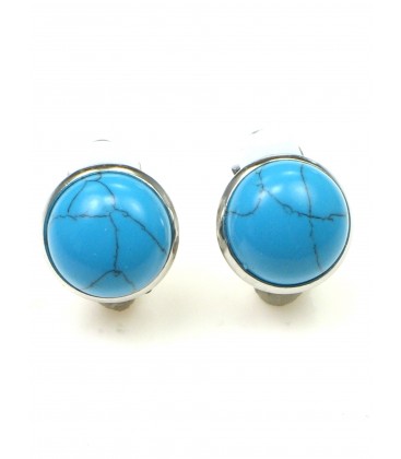 Oorclips met turquoise blauwe inleg