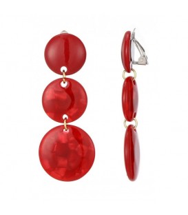 Oorclips in opvallend rood met 3 ronde schijven