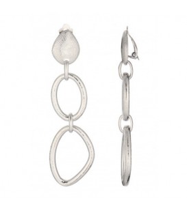 Oorclips zilverkleurig met drie moderne elementen