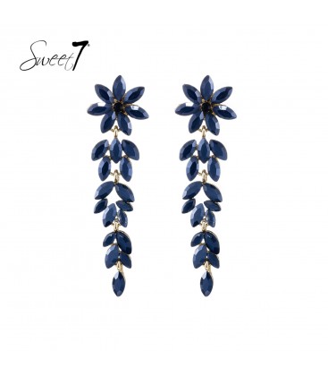 Oorbellen blauw met bloemdesign en bladstructuur