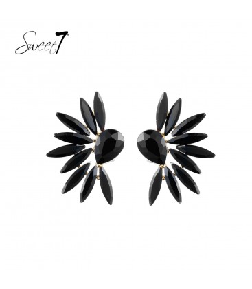 Oorbellen zwart in waaiervorm