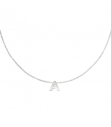 Zilverkleurige halsketting met initiaal A