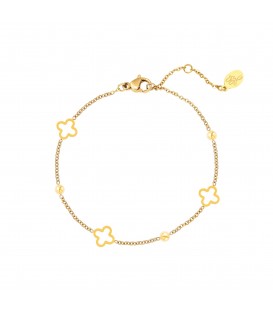 Goudkleurige armband met kleine open klavertjes