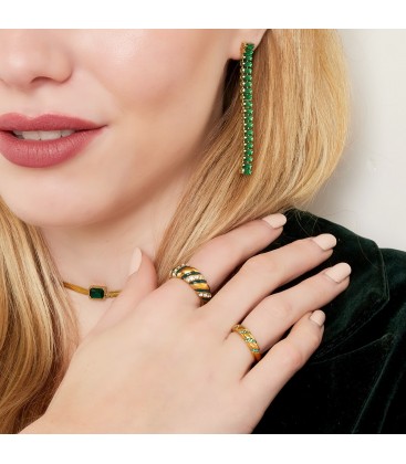 Zilverkleurige smalle croissant ring met zwarte zirkoonstenen (16)