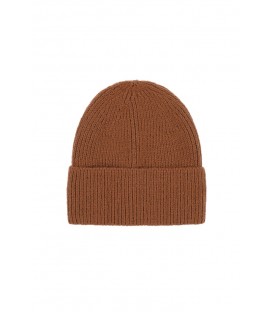 Bruine gebreide warme winter muts