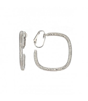 Oorclips zilverkleurig met vierkante vorm en spiraaltextuur