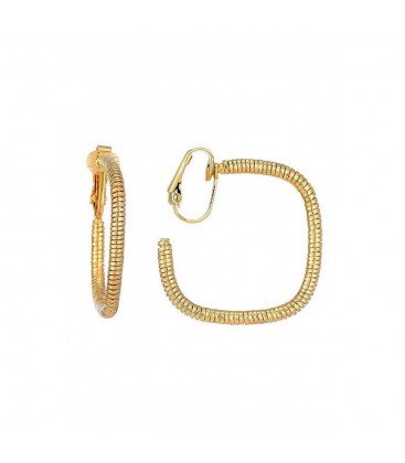 Oorclipgoudkleurig met spiraaltextuur en een vierkante vorm