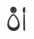 Oorclips zwart met open ovale hanger