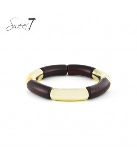 Armband met goudkleur en donkerbruine elementen