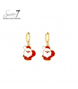 Oorbellen goudkleurig met kerstman hanger