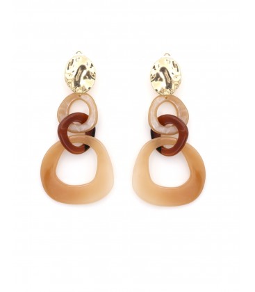 Oorclips bruin gekleurde abstract design en een goudkleurig oor stukje