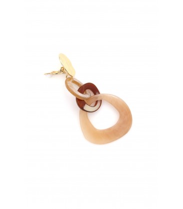 Oorclips bruin gekleurde abstract design en een goudkleurig oor stukje