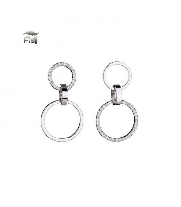 Oorbellen zilverkleurig met asymmetrisch design en strass steentjes