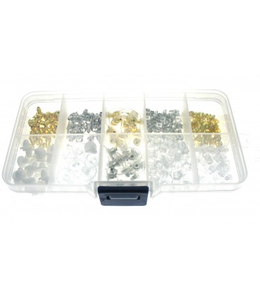 Oorbel stoppertjes in een doorzichtige handige assortiments box