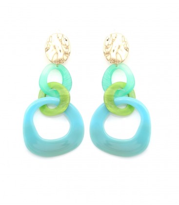 Oorclips met schakels in 3 verschillende kleuren groen