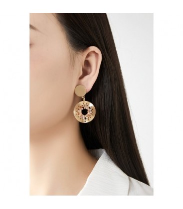 Oorclips goudkleurige met grijze kralen in de hanger