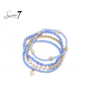 Armband met blauwe kralen en schelpen parels