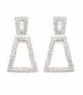 Oorclips zilverkleurig met heldere fonkelende strass steentjes