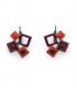 Oorbellen met rode vierkante vormen en glas steentje