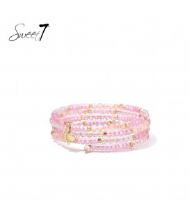Armband met glaskralenmix en zachte roze tinten