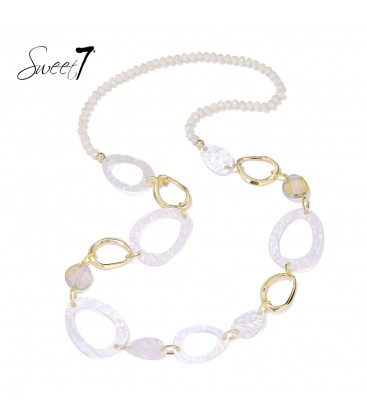 Halsketting met ivoorwitte en goudkleurige schakels