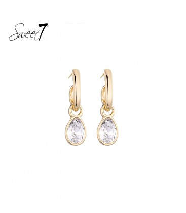 Oorbellen goudkleurig met transparante hanger