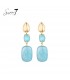 Oorbellen met turquoise hanger en glas steentje en goudenkleurige detail