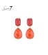 Rode oorbellen met een vierkant oor stukje en ovale hanger