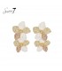 Oorbellen beige met bloemen in neutrale natuurtinten