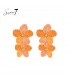 Oorbellen met oranje bloemen en goudkleurige details