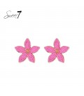 Oorbellen met roze bloem en goudkleurige rand