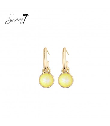 Oorbellen goudkleurige hoop met ronde gele hanger