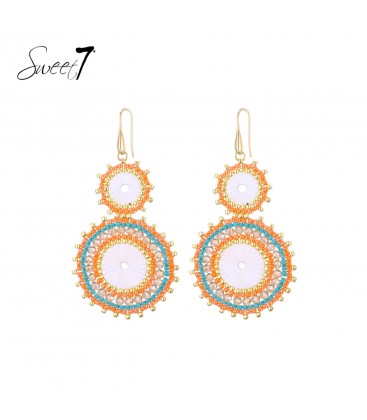 Oorbellen oranje gekleurde met glas kralen