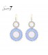 Oorbellen blauw met ronde kralen en goudkleurige details