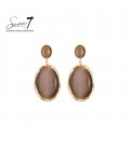 Oorbellen ovale bruine cat eye steen met goudkleurige rand