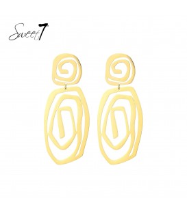 Oorbellen goudkleurig met abstracte lijnen en trendy stijl